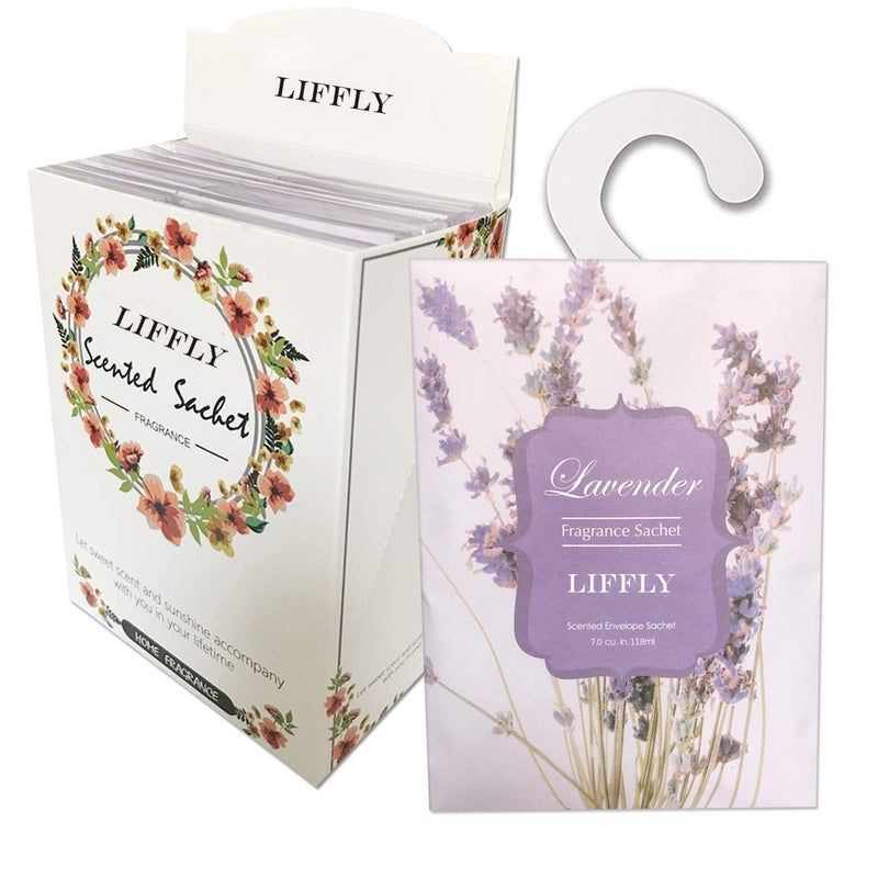LIFFLY 8 Large Packs Lavender Scented Sachets Bag with Hanger for Drawer and Closet Xmas Gift - Image 1